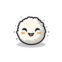 Smiling cartoon character representing a rice ball vector
