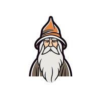 Fantasy wizard character with long beard and hat vector