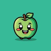 Cute green apple character with a smiling face vector