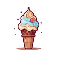 Ice cream cone with cherry and sprinkles vector