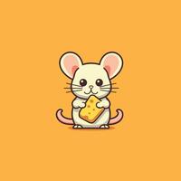 Mouse with cheese on bright backdrop vector
