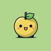 Cute yellow cartoon fruit character with a smile vector