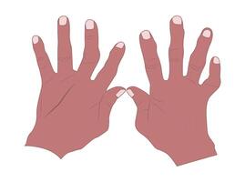 illustration of an old hand with bent and weathered fingers, symbolizing the resilience and dedication of a hard worker. Ideal for highlighting themes of hard work, aging, wisdom and the human story vector