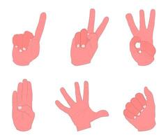 An engaging and versatile illustration featuring hand gestures representing numerical values, from one to six, learn to count, learn numbers. vector