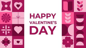 Trendy Valentine's Day Geometric Banner for Web. Modern Minimalistic Template for Poster, Banner, Flyer, Cover, Advertisement, Branding, Sale. Creative Concept with Simple Shapes. Minimalistic Design. vector