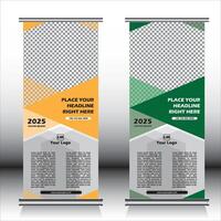 Modern roll up banner template, Standee template, X-banner template, Flag banner vector