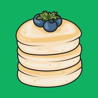 delicious pancakes with blueberries on top vector