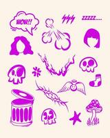 Abstract shape y2k sticker t shirt element graphic design illustration fabric textile paper print art decoration editable vector