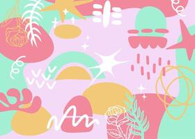 Hand drawn earth tone cute color pattern background illustration abstract shape layout matisse style textile print art editable vector