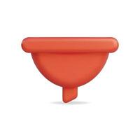 3d icon of a red funnel, a modern tool for simplifying processes vector
