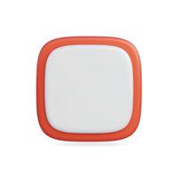 3d icon of a rounded square with a red border and a white center vector