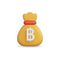 3d icon of a yellow money bag with a red band, symbolizing wealth vector