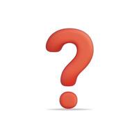3d icon of a red question mark symbolizing inquiry and curiosity vector