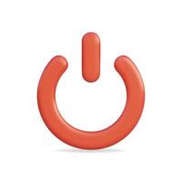 3d icon of a red power button, symbolizing energy and control vector