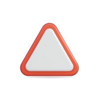 3d icon of a triangular warning sign in red and white colors vector
