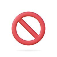 3d icon of a red prohibition symbol, representing restriction visually vector