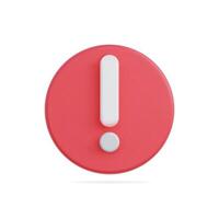 3d icon of a red alert symbol with white exclamation for emphasis vector
