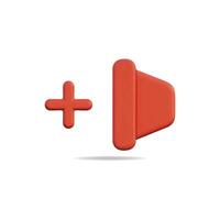 3d icon of a red plus button, symbolizing addition and growth vector