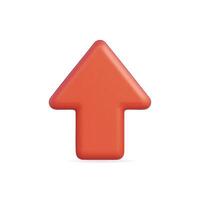 3d icon of a red upward pointing arrow symbol vector