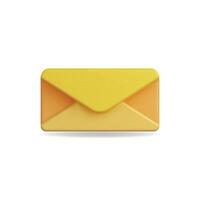 3d icon of a vibrant yellow envelope, symbolizing communication vector