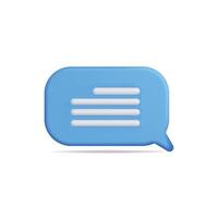 3d icon of a blue chat bubble, symbolizing communication and interaction vector