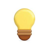 3d icon of a yellow light bulb, symbolizes illumination and creativity vector