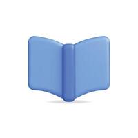 3d icon of a blue open book, symbolizing knowledge and education vector