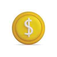3d icon of a yellow coin with a dollar sign, representing finance vector