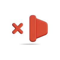 3d icon of a play button in red with a minimalist design vector