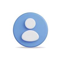 3d icon of a blue user profile silhouette, minimalist design vector