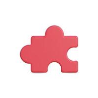 3d icon of a red puzzle piece, symbolizing connection and teamwork vector