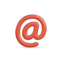 3d icon of a red at symbol representing digital communication vector
