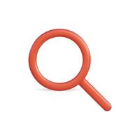 3d icon of a red magnifying glass, symbolizing search and inquiry vector