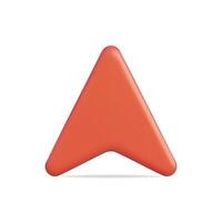 3d icon of a red triangular shape, symbolizing direction or indication vector