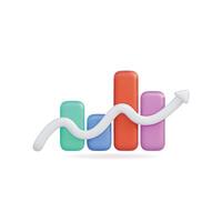 3d icon of a colorful growth chart with bars and a rising trend line vector
