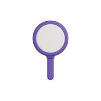 3d icon of a purple magnifying glass, ideal for search and analysis vector
