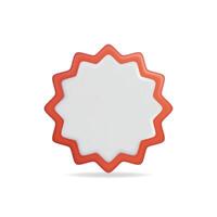 3d icon of a star shaped badge, featuring a red outline and white center vector