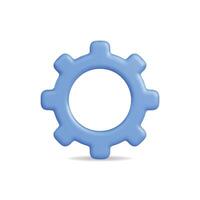 3d icon of a blue gear symbol, representing settings and adjustments vector