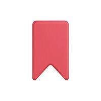 3d icon of a red bookmark, highlighting its sleek design and usability vector