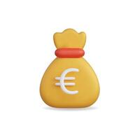 3d icon of a money bag in yellow with euro symbol, representing finance vector