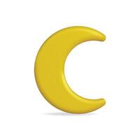 3d icon of a yellow crescent moon, smooth and whimsical design vector