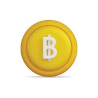 3d icon of a yellow bitcoin coin with white symbol, representing cryptocurrency vector