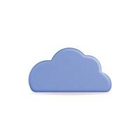 3d icon of a soft blue cloud shape, representing weather and environment vector