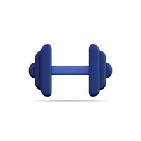 3d icon of a blue dumbbell, symbolizing strength and fitness vector