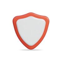 3d icon of a shield, a modern design in red and white colors vector