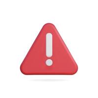 3d icon of a red warning exclamation triangle symbol vector