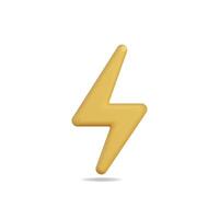 3d icon of a yellow lightning bolt, symbolizing energy and power vector