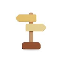 3d icon of a colorful signpost with directional arrows and a wooden base vector