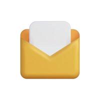 3d icon of a yellow envelope with a letter, modern design for communication vector
