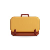 3d icon of a yellow suitcase with a brown handle and minimal details vector